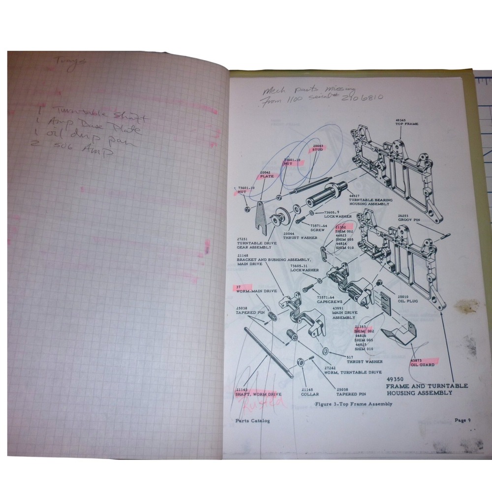 Vintage Rock-Ola Jukebox Parts Catalog Manual 1100 Series Technical Notes